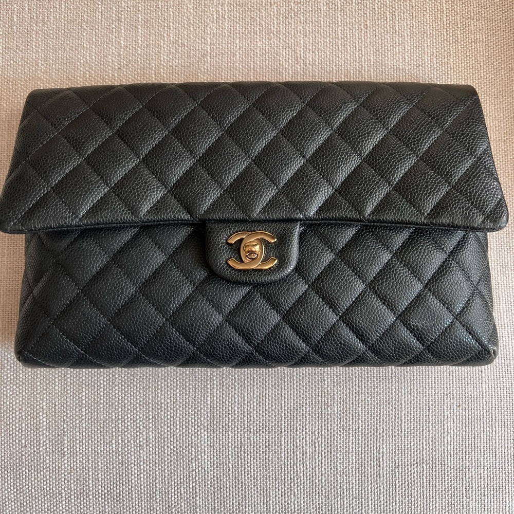 Chanel Classic Caviar Leather Clutch